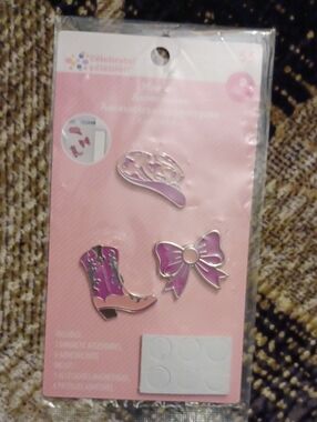 $4 Add-on New Pink & Purple Magnetic Accessories Set - Cowgirl Boot, Bow & Hat